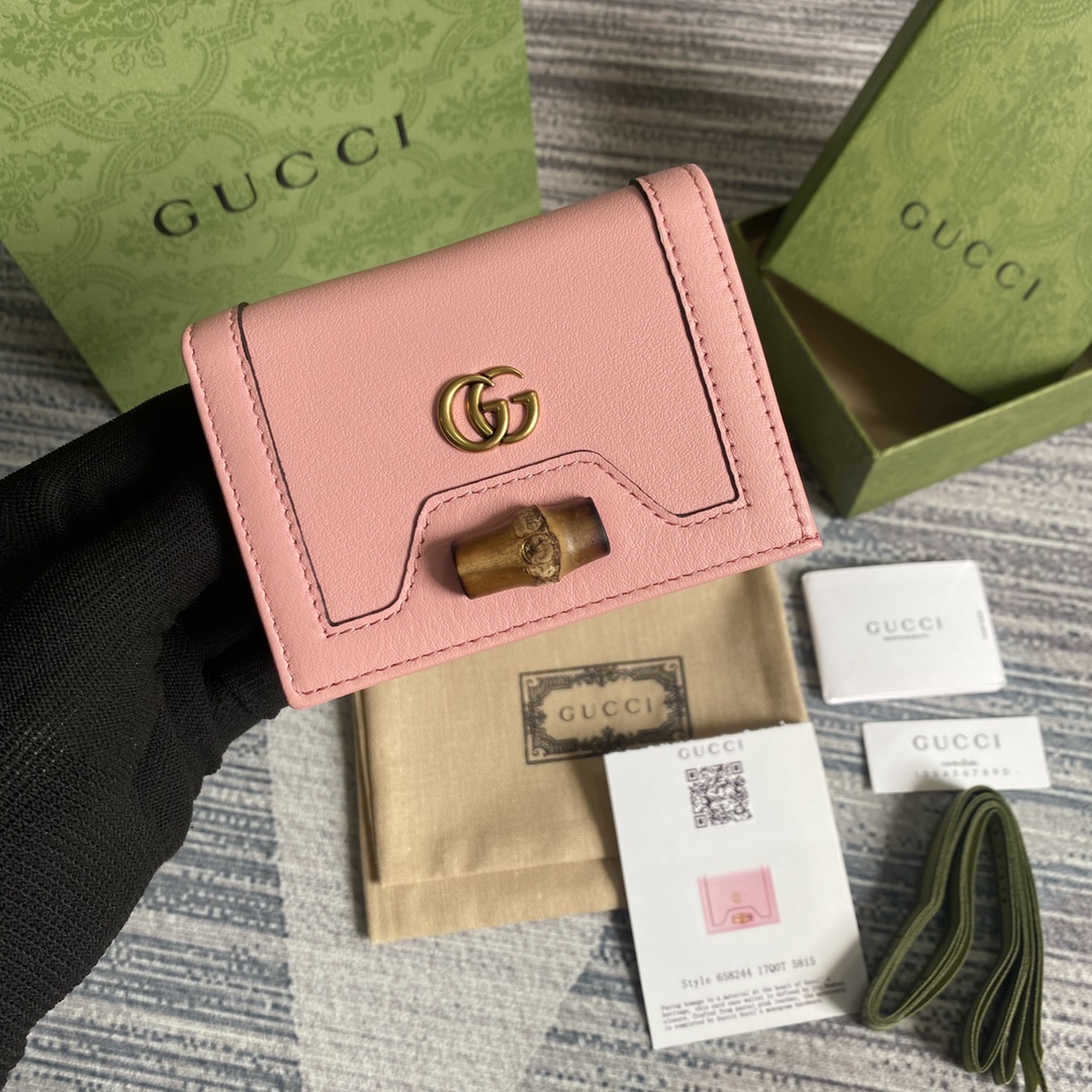 Gucci Diana Card Case Wallet 658244 Pink